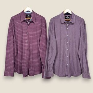 Lot of 2 Buttercloth Button Shirts Men 2XL Regular Blue Red Stretch Icy Cotton